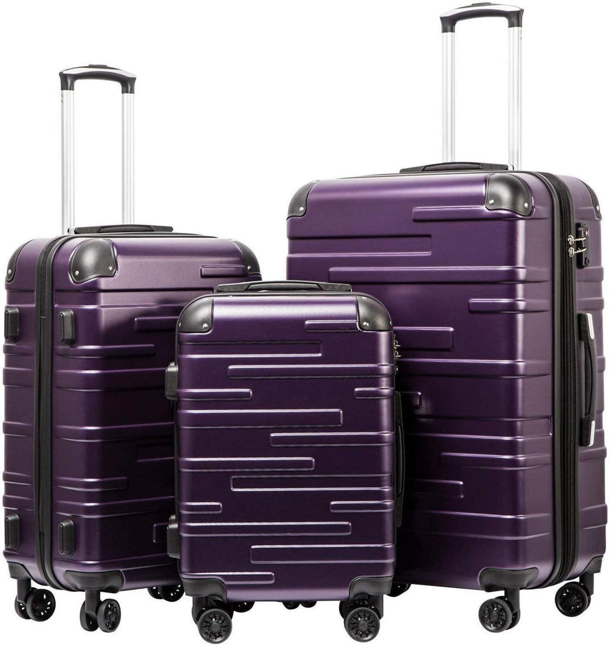 Hartschalen-Koffer Set ABS Rollkoffer 4 Rollen TSA-Schloss Graulila