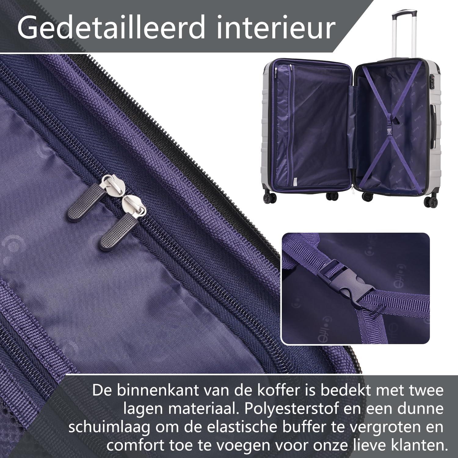 Hartschalen-Koffer Rollkoffer TSA-Schloss 4 Rollen Dunkelgrau