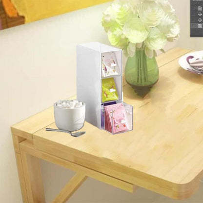 Teebox mit 3 Schubladen Küchen Kühlschrank Organizer Kunststoff White
