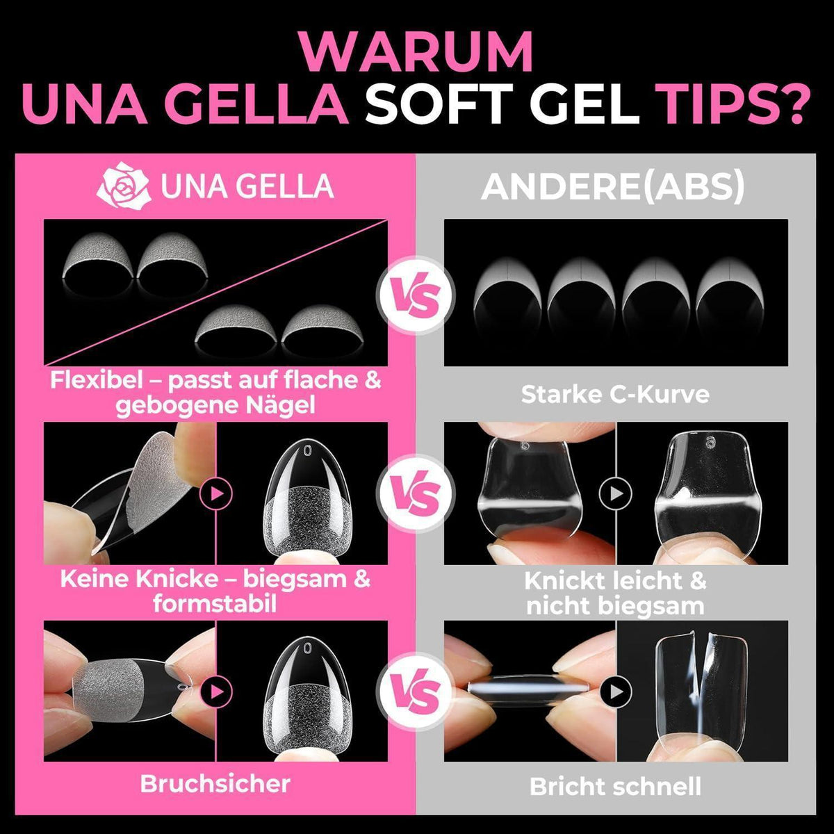 Kurze Mandel Nagelspitzen 216 Stück – Voll Deckend & DIY-Ready