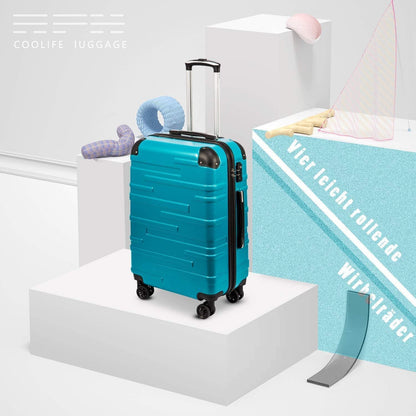 COOLIFE Hartschalen-Koffer Rollkoffer Set mit TSA-Schloss