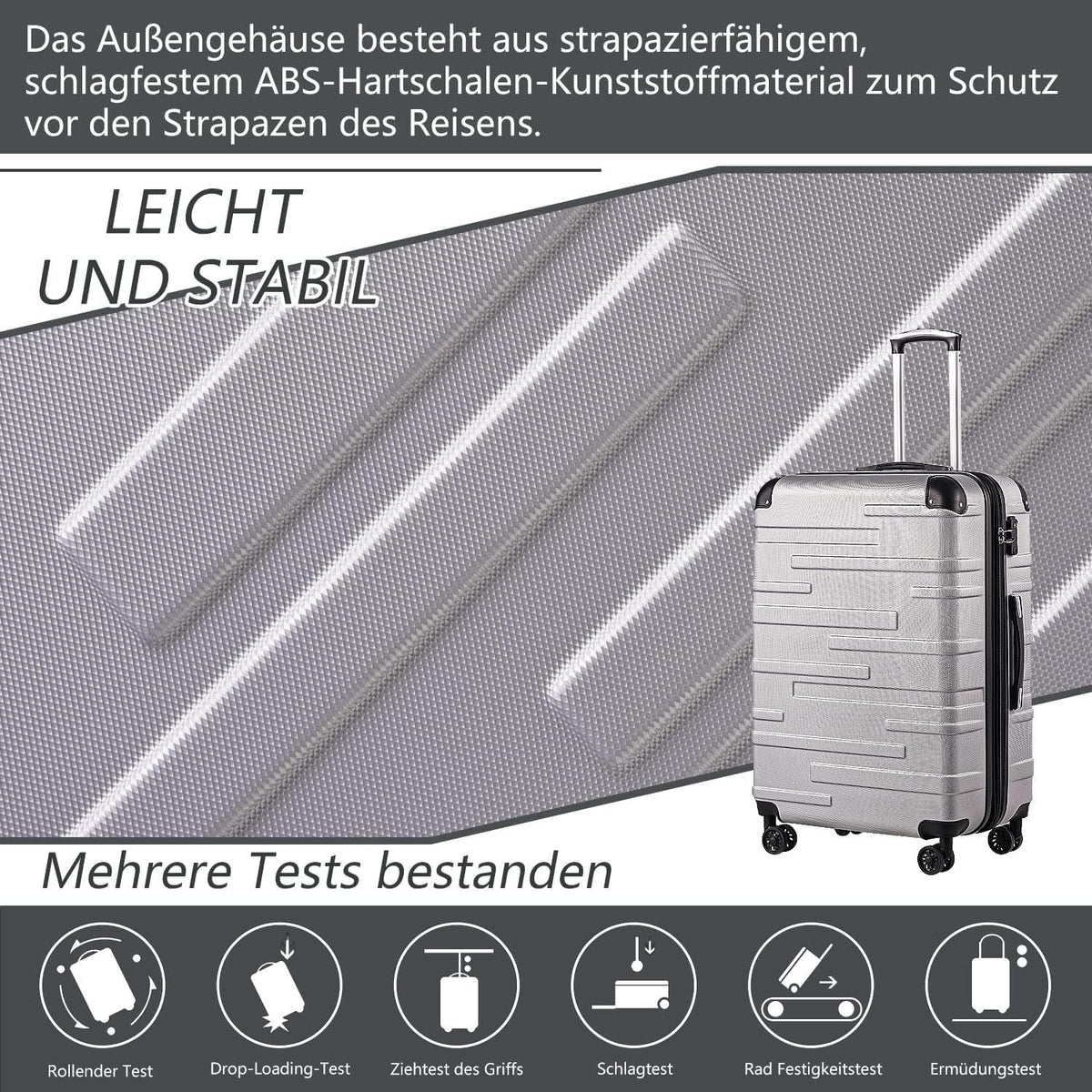 Hartschalen-Koffer Rollkoffer Reisekoffer Großer Koffer ABS TSA 4