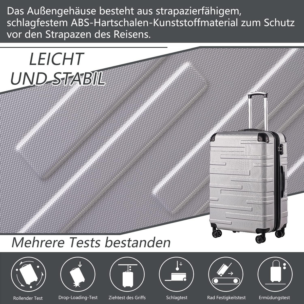Hartschalen-Koffer Rollkoffer Großer Mittelgroßer Rot ABS TSA-Schloss