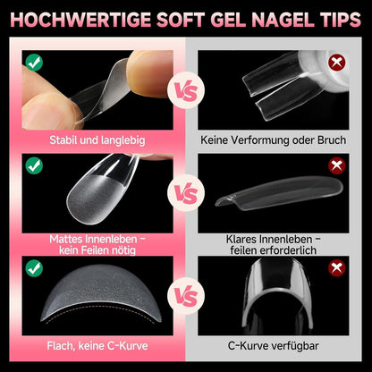 Stiletto Nagelspitzen Medium – 216 Stück für Nagelverlängerung