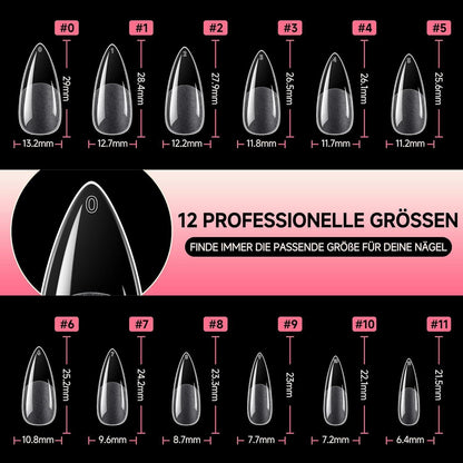 Stiletto Nagelspitzen Medium – 216 Stück für Nagelverlängerung