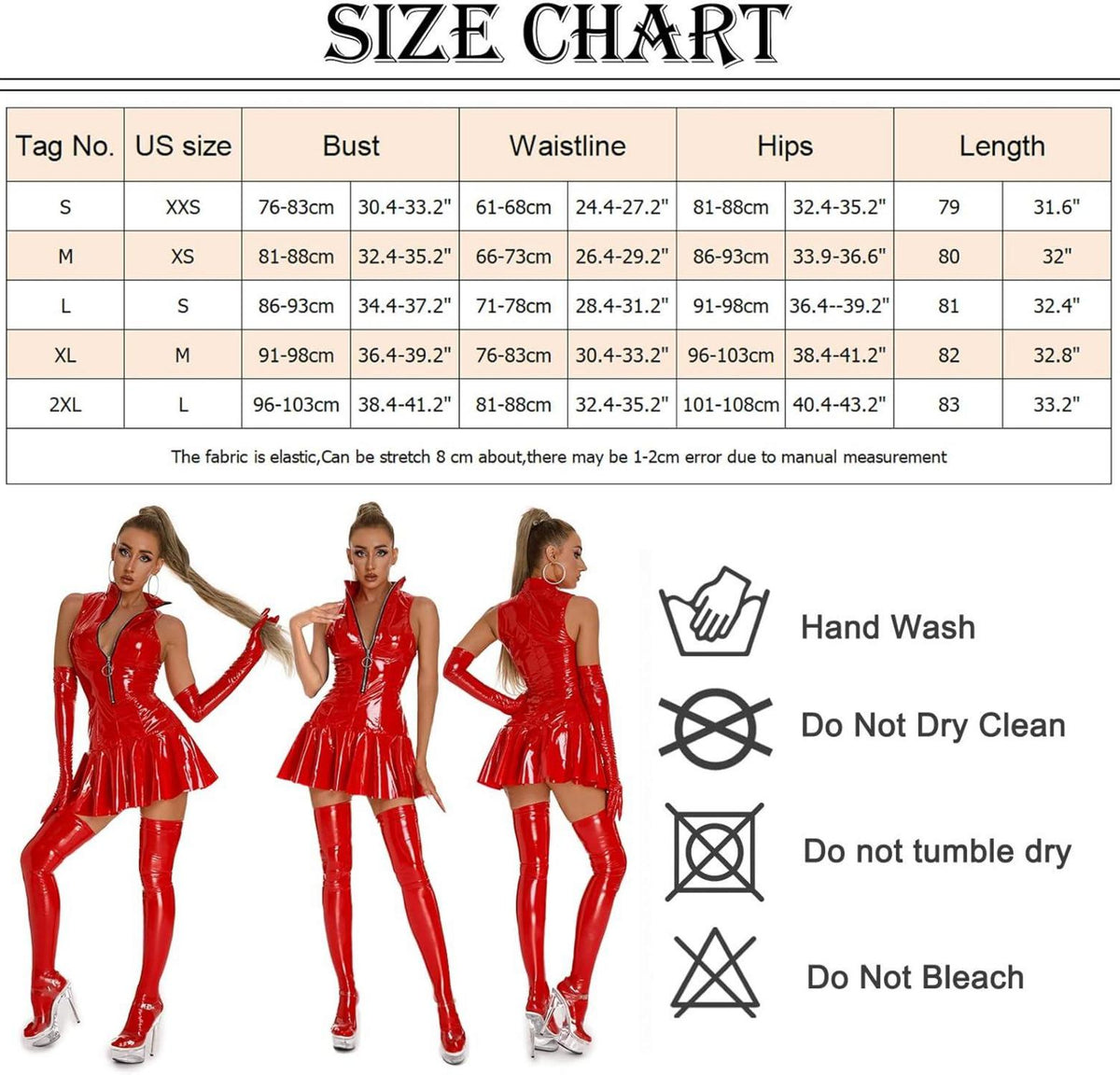 Damen Catsuit Clubwear Sexy Lederlook V-Ausschnitt Minikleid Rot