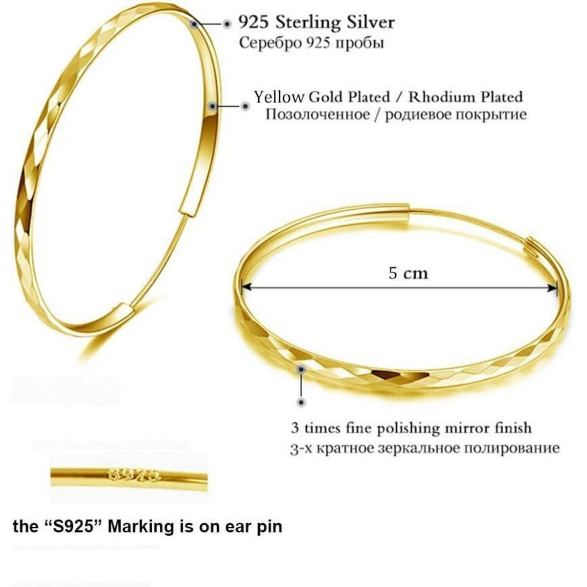 Große Silber Creolen 925 - Hoop Ring Ohrringe Damen