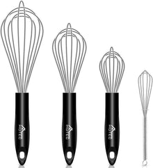 Edelstahl Schneebesen Set Eierschlägel Rührbesen 4-teilig Silber