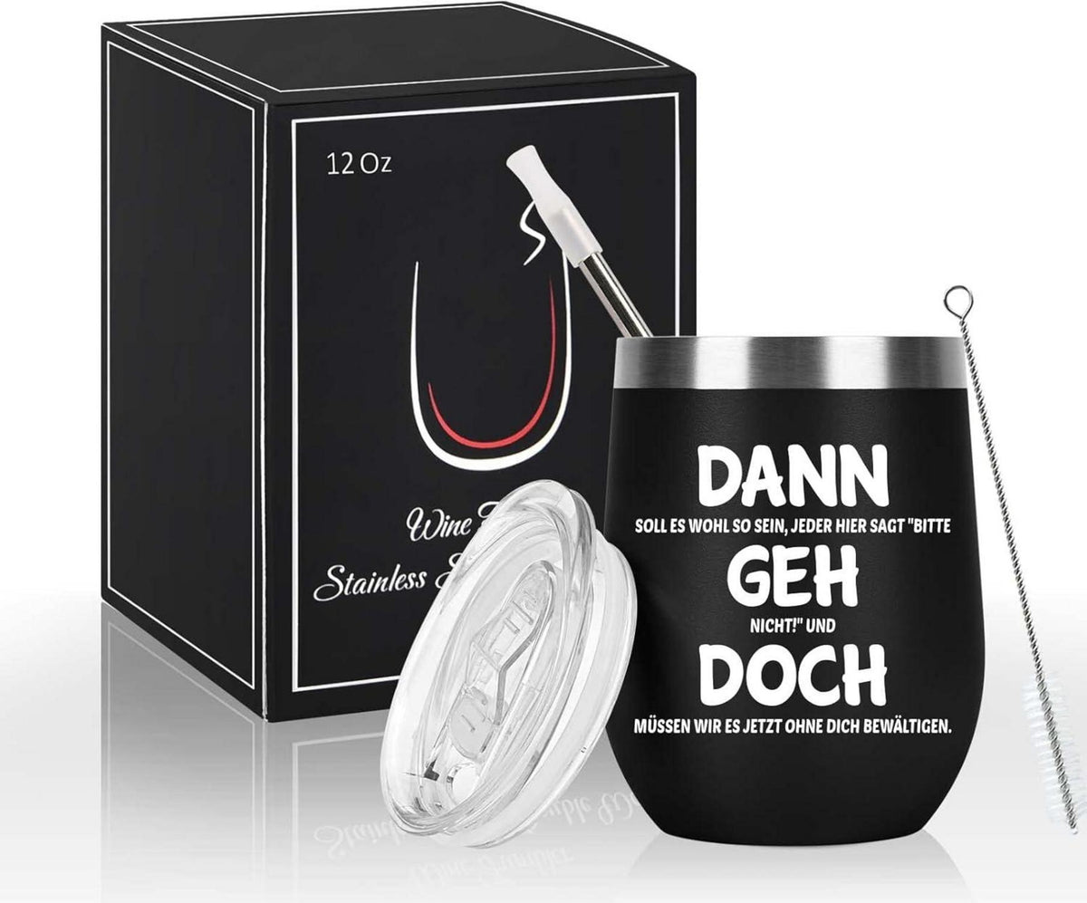 Abschiedsgeschenk Kollegen - 12oz Edelstahl Weinbecher