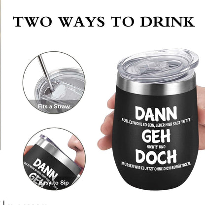 Abschiedsgeschenk Kollegen Jobwechsel Edelstahl Weinbecher 12oz Schwarz