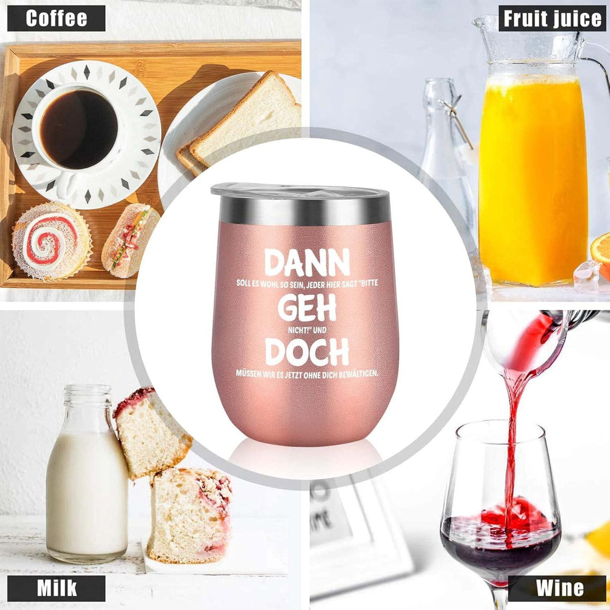 Abschiedsgeschenk Kollegin Jobwechsel Weinbecher Roségold 12oz
