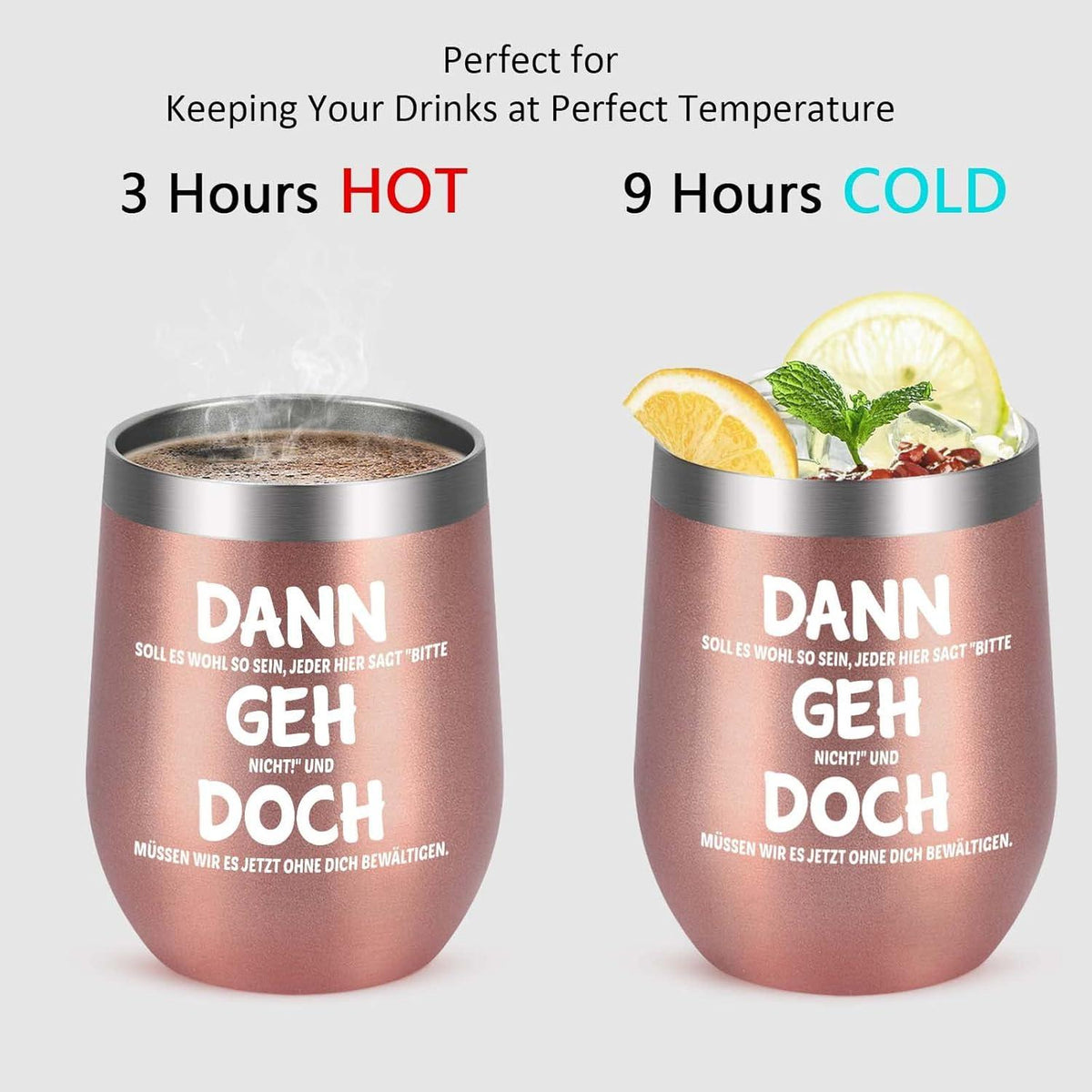 Livole Abschiedsgeschenk Kollegin Jobwechsel 12oz Edelstahl Weinbecher Roségold