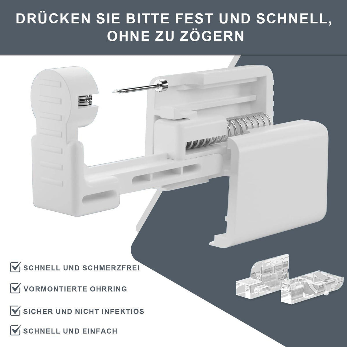 Ohrlochstechpistolen Set 6 Stück, steril, schmerzfrei, Roségold