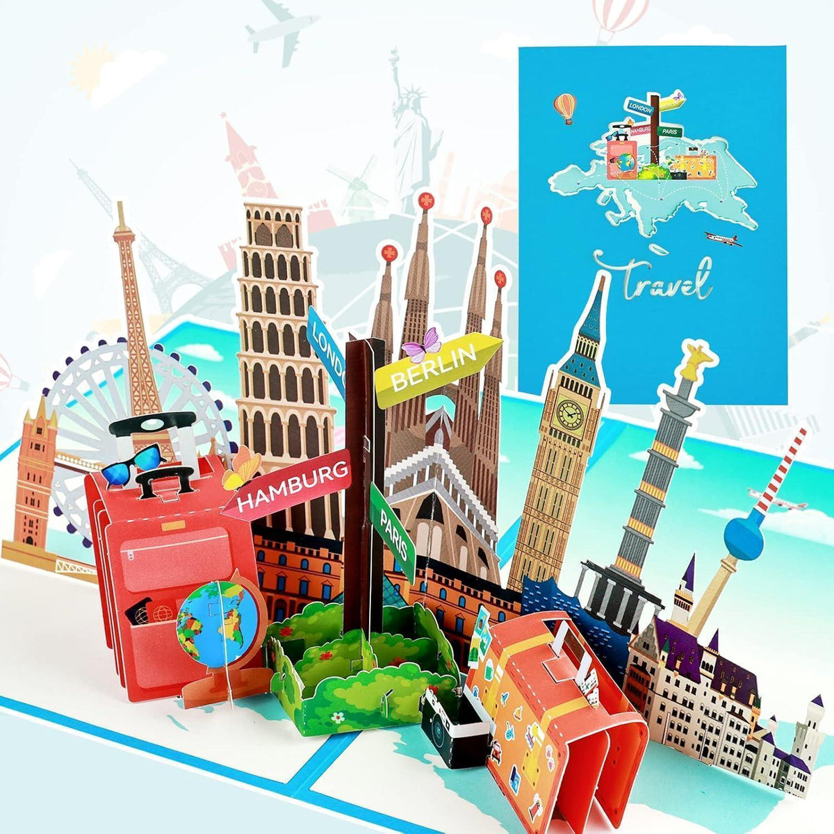 3D Reisegutschein Pop-Up Karte Urlaub Flugticket Geschenk
