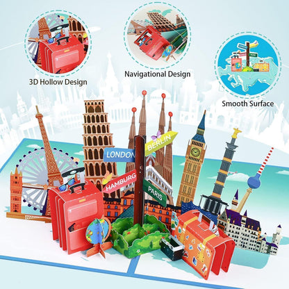 3D Reisegutschein Pop-Up Karte Urlaub Flugticket Geschenk