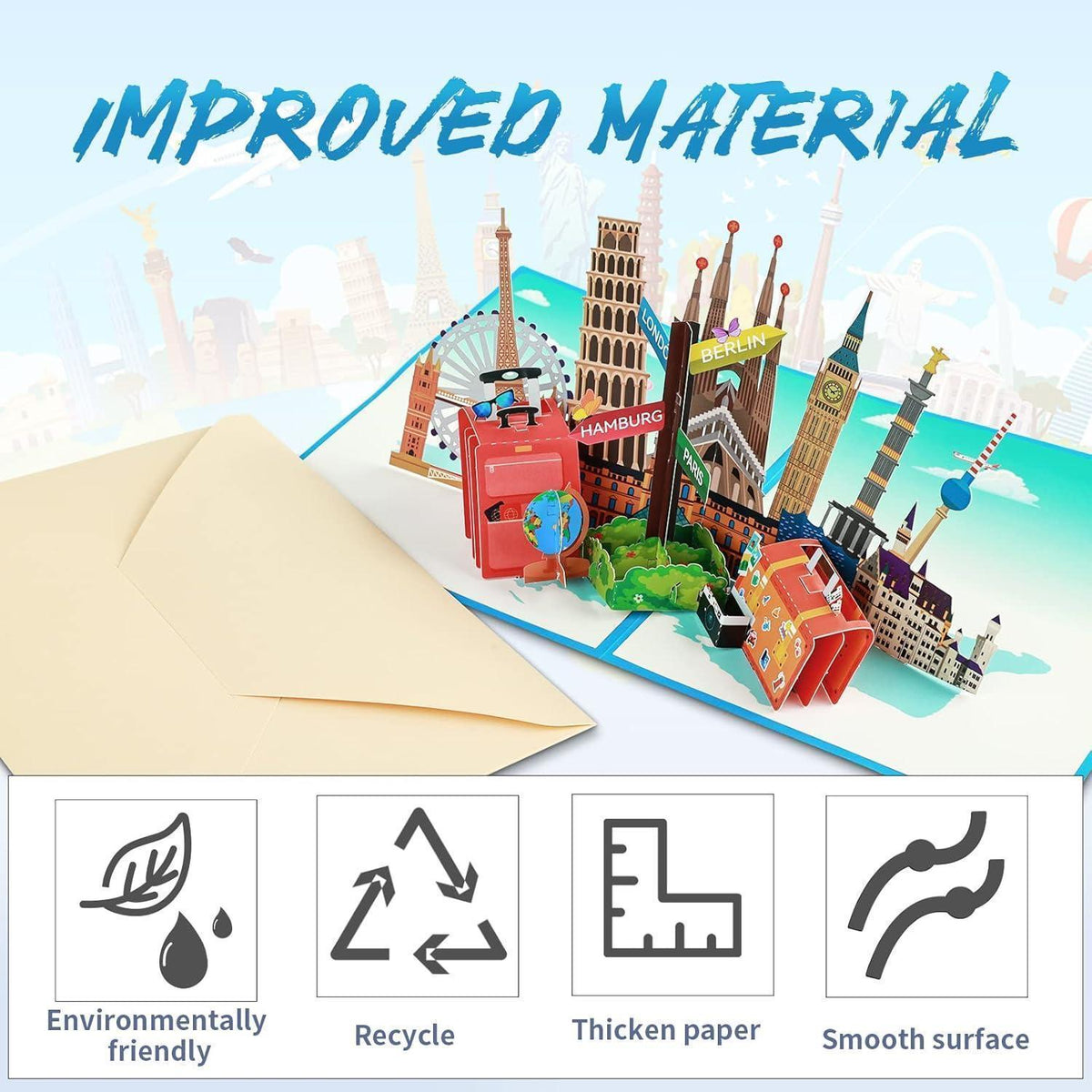 3D Reisegutschein Pop-Up Karte Urlaub Flugticket Geschenk