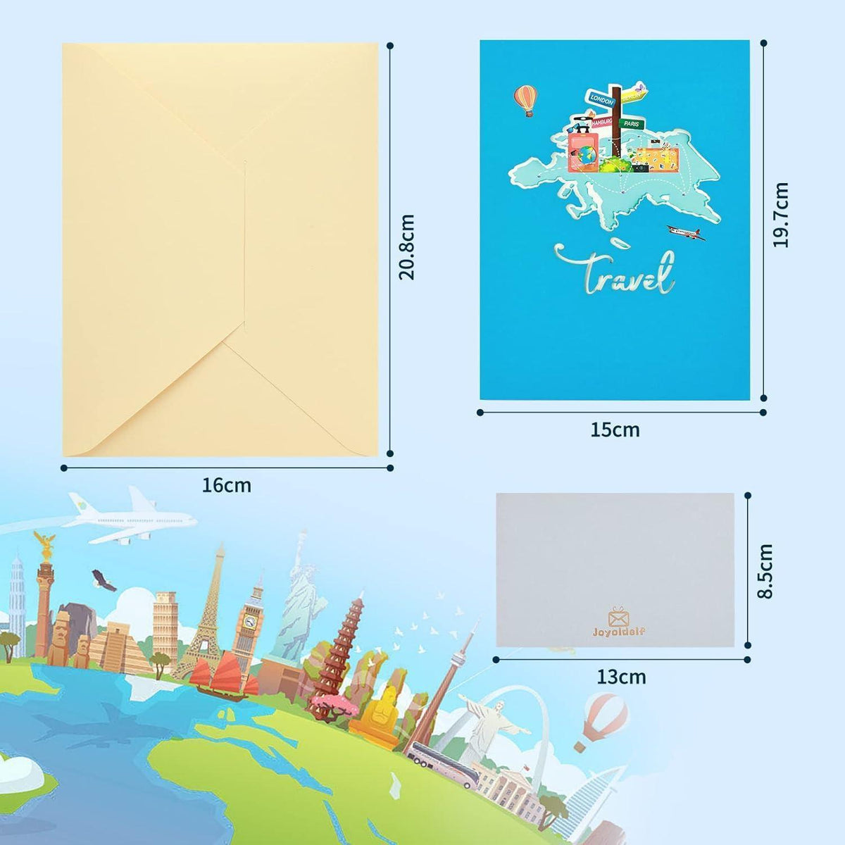 3D Reisegutschein Pop-Up Karte Urlaub Flugticket Geschenk