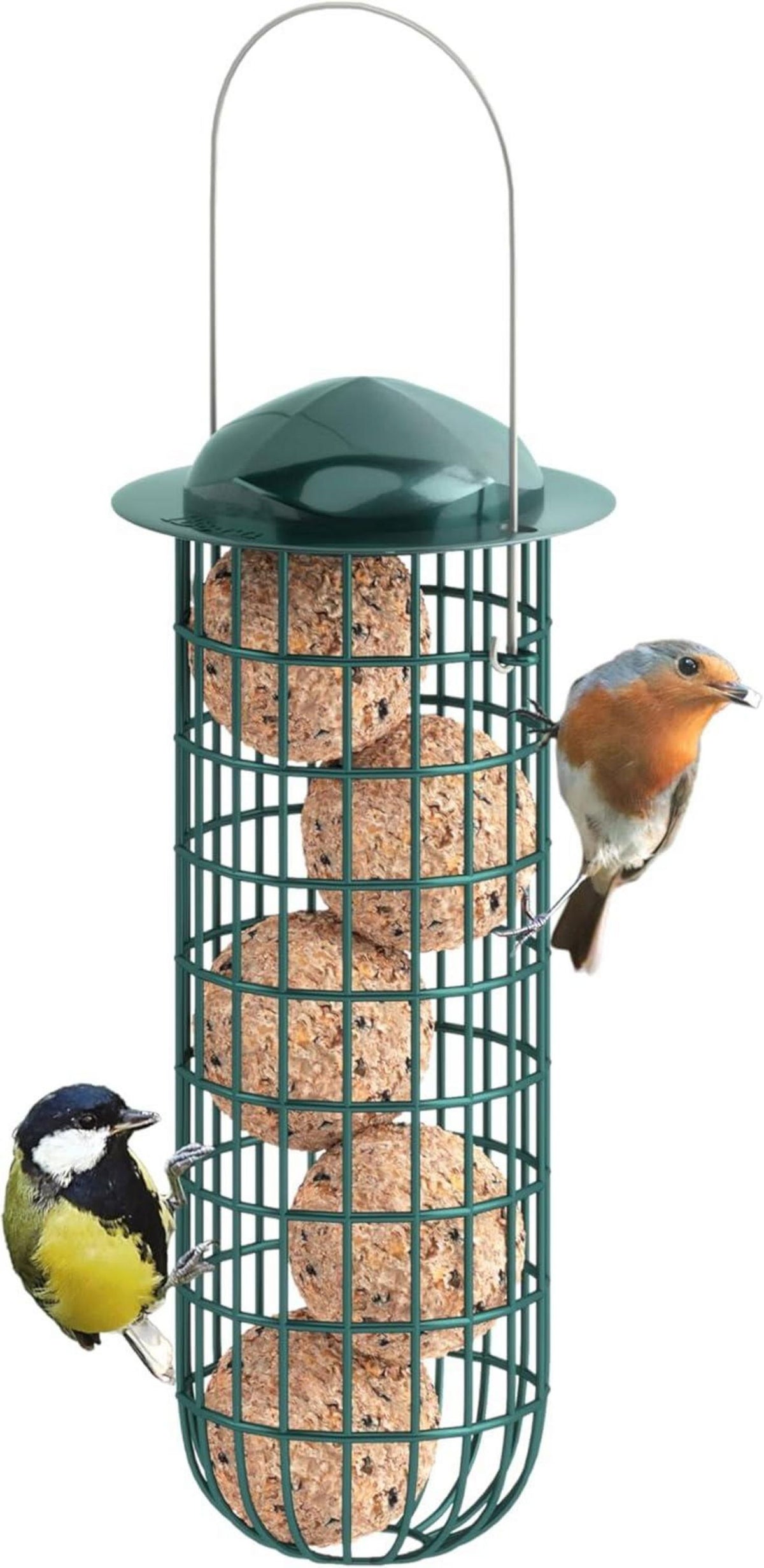 Vogelfutterspender zum Aufhängen, Metall Meisenknödelhalter Grün