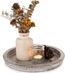 Rustikales Holz Kerzentablett 29cm für Stumpenkerzen Landhaus Eco Wood