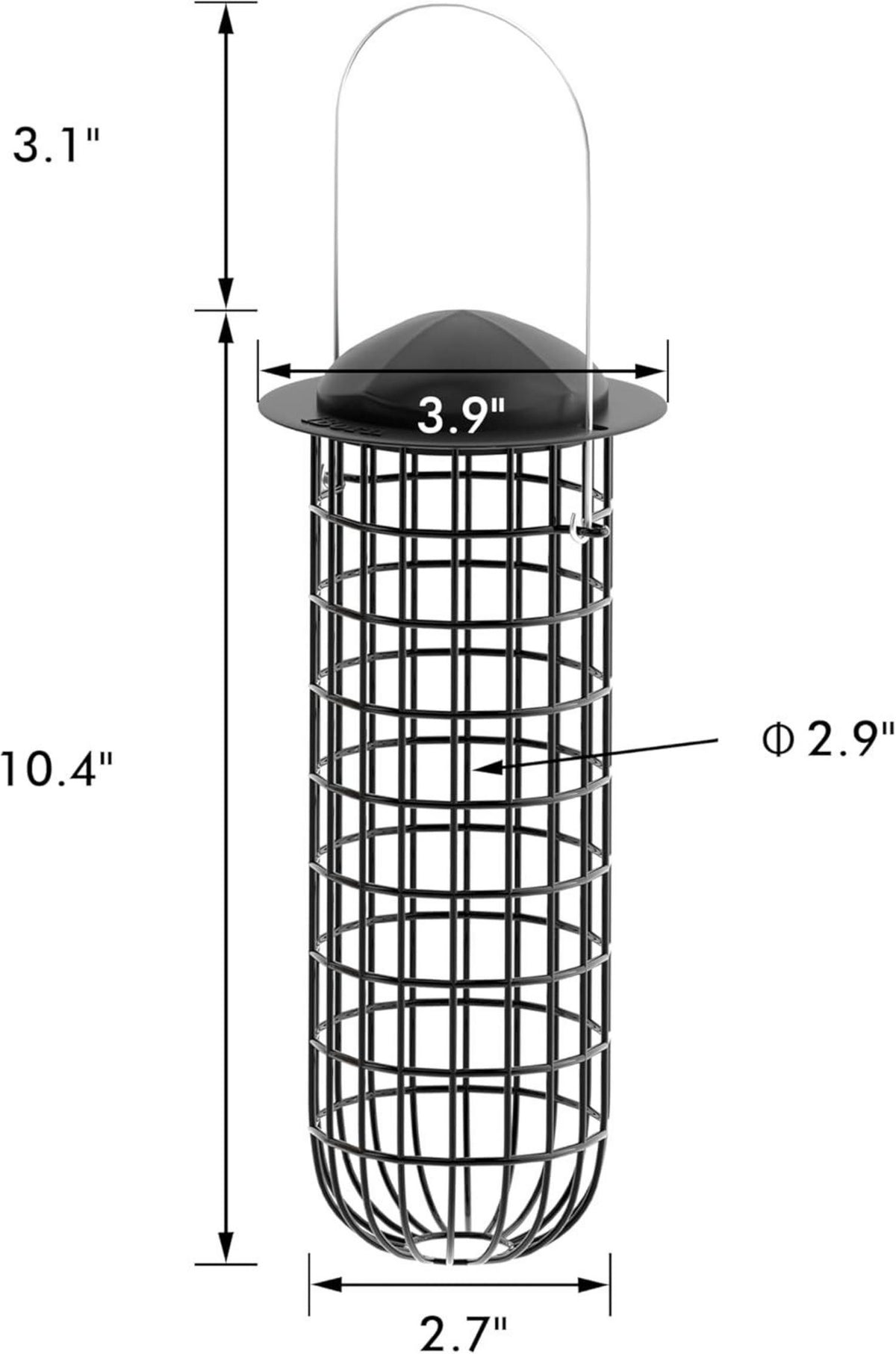 Metall Meisenknödelhalter für Wildvögel zum Aufhängen 26cm Schwarz 2er Pack
