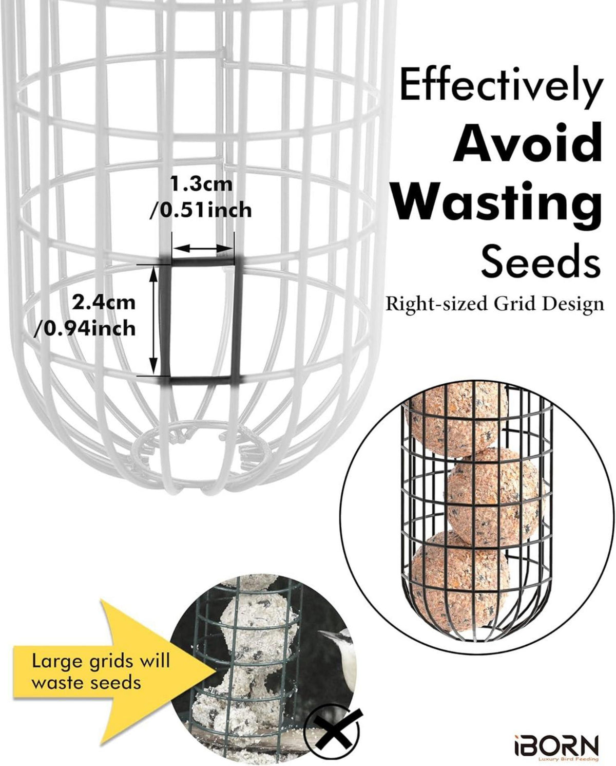 Metall Bird Feeders für Fat Ball Hanging Halter Schwarz Finish
