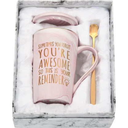 Kaffeetasse "You Are Awesome" mit Geschenkbox - Rosa 400ml