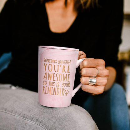 Kaffeetasse "You Are Awesome" mit Geschenkbox - Rosa 400ml