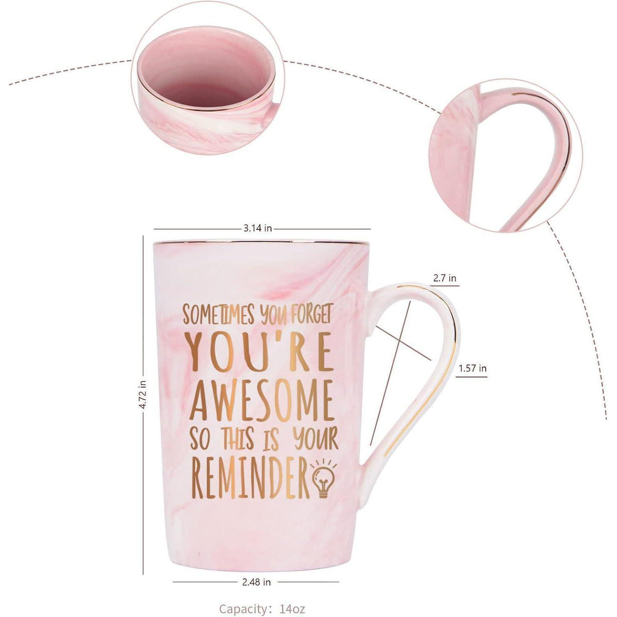 Kaffeetasse "You Are Awesome" mit Geschenkbox - Rosa 400ml
