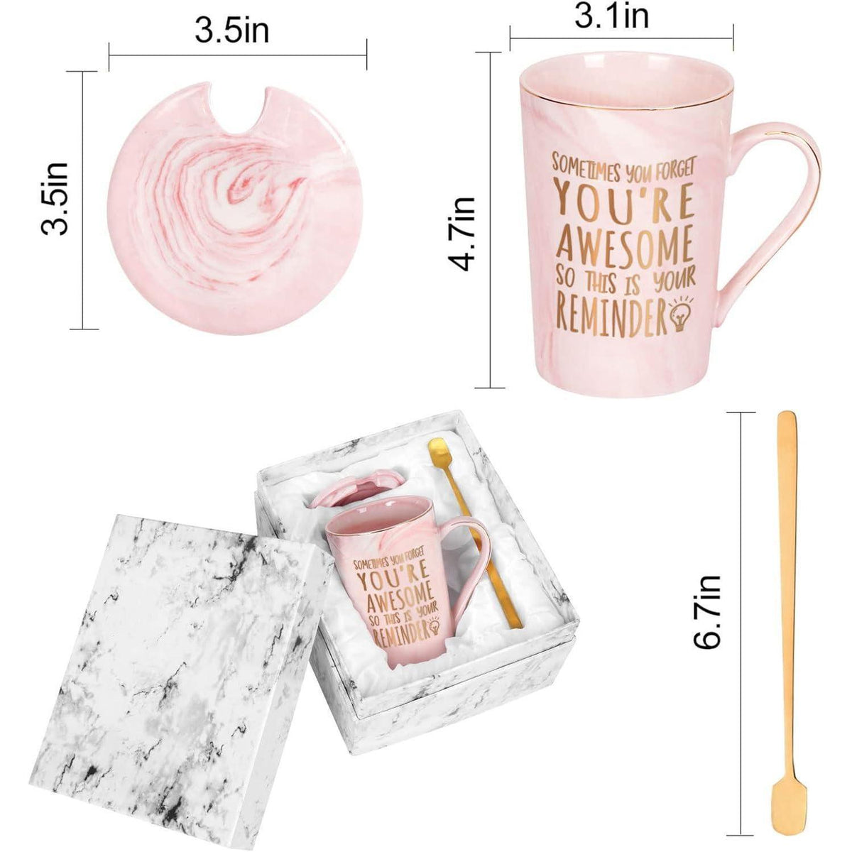 Kaffeetasse "You Are Awesome" mit Geschenkbox - Rosa 400ml