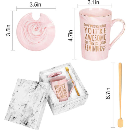 Kaffeetasse "You Are Awesome" mit Geschenkbox - Rosa 400ml