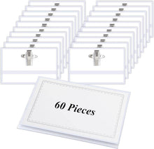60er Set Transparente Namensschilder mit Clip und Anstecknadel