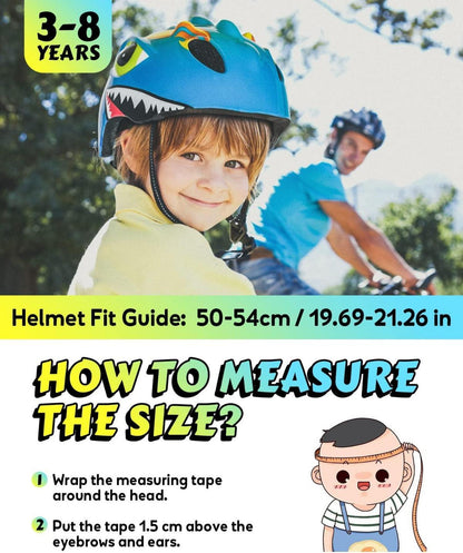 Fahrradhelm Kinder Cartoon 3D Blau Verstellbare Größe 50-54 cm