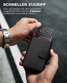 Herren RFID Kreditkartenetui mit Münzfach Aluminium Popup