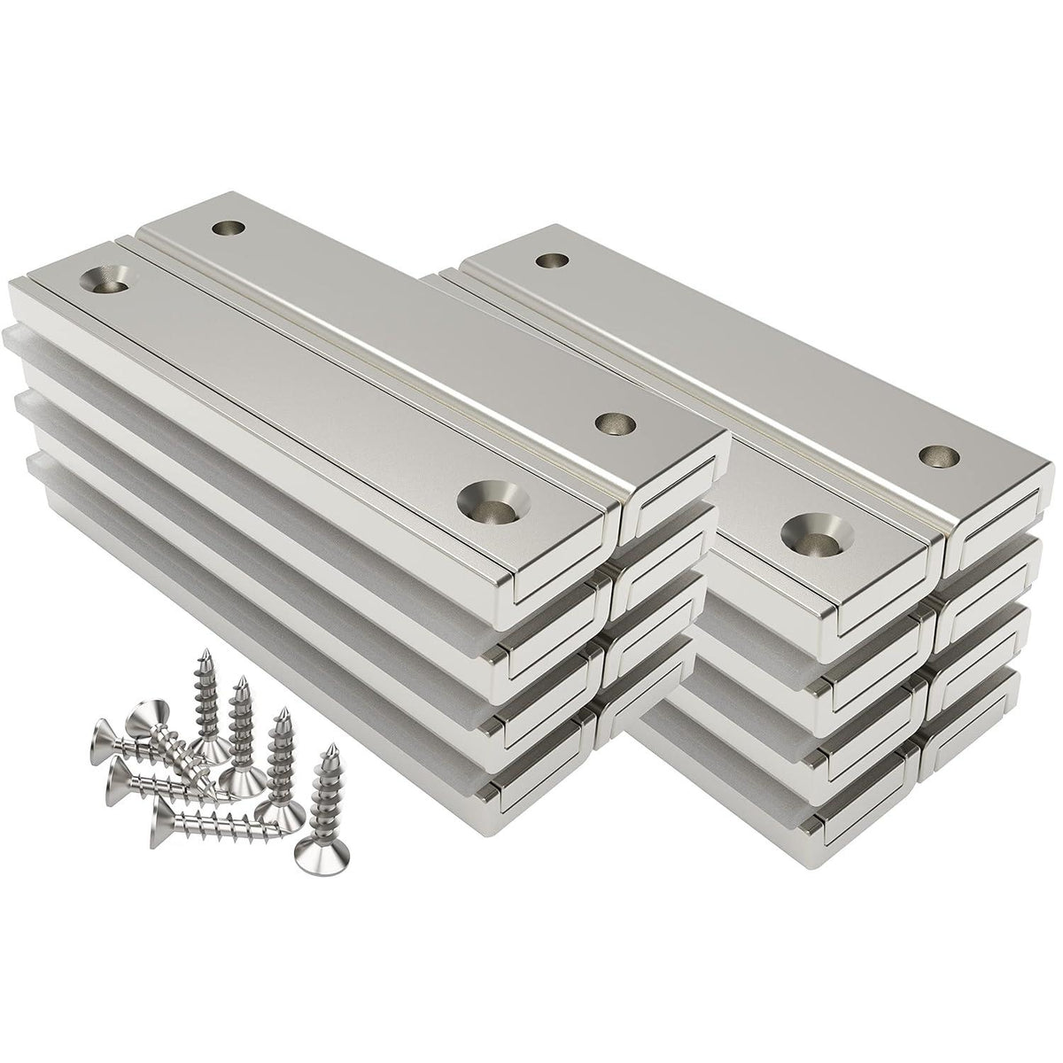 Rechteckmagnete 16 Stück 30 KG Kraft 60x13,5x5 mm mit Loch und