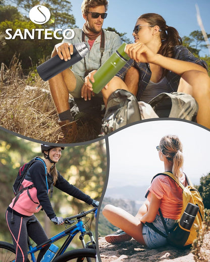 SANTECO Thermoskanne Edelstahl 1l & 500ml Kaffee Tee Isolierflasche Kinder Sport BPA-frei