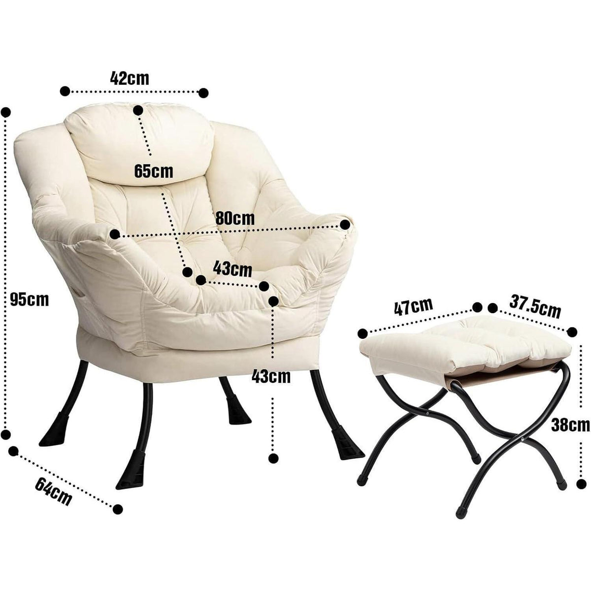 Beiger Ohrensessel mit Hocker – Wohnzimmer Relaxsessel