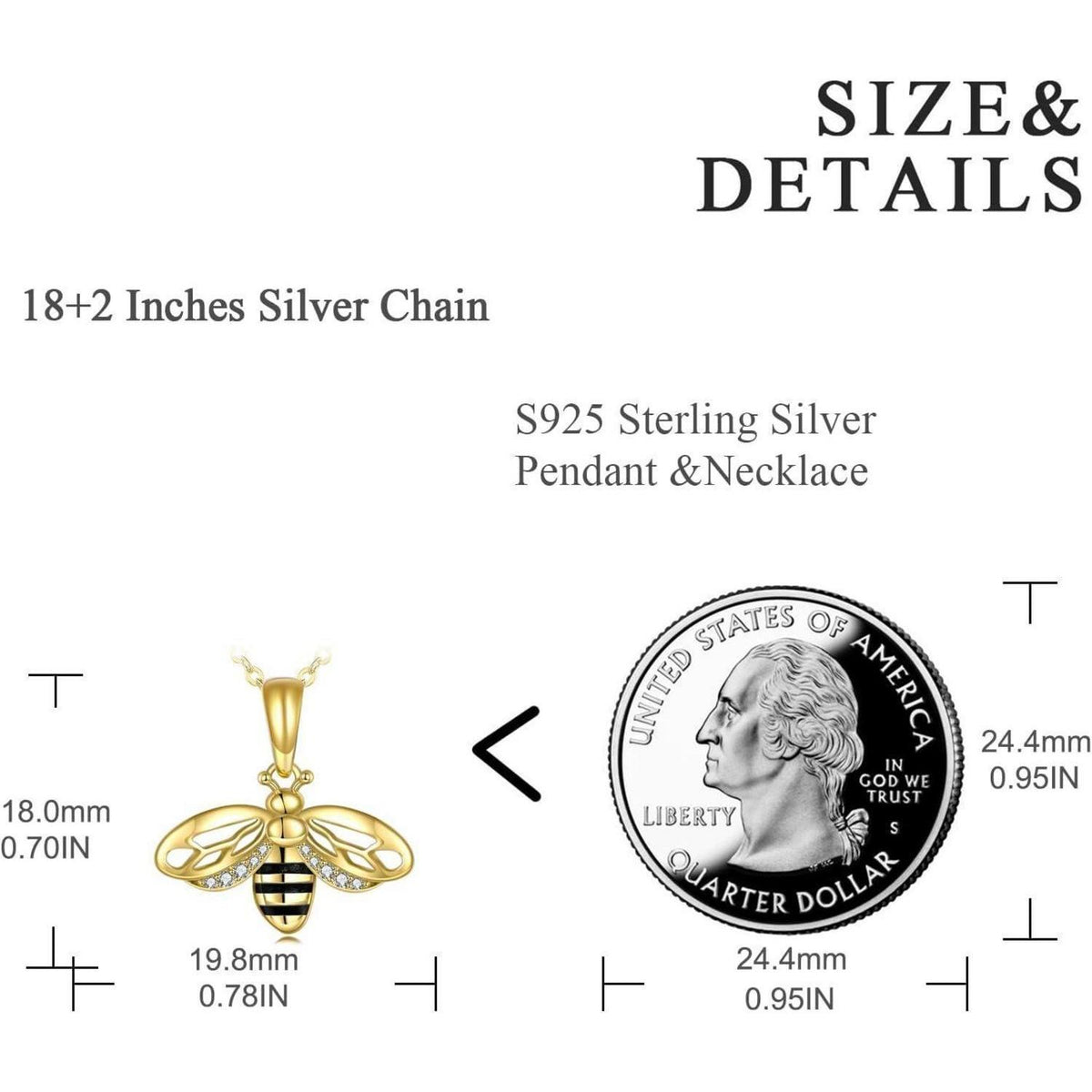 925 Sterling Silber Bienen Halskette für Damen | Geschenkbox