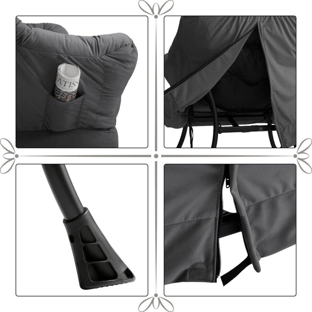 Ohrensessel mit Hocker – Grau Dunkelgrau, bequemer Relaxsessel