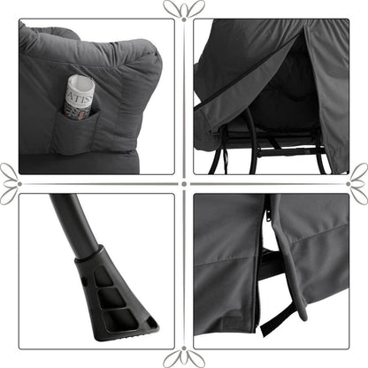 Ohrensessel mit Hocker – Grau Dunkelgrau, bequemer Relaxsessel