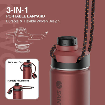 Isolierflasche Edelstahl 500ML 710ML Auslaufsicher BPA-Frei Sportdeckel Rot