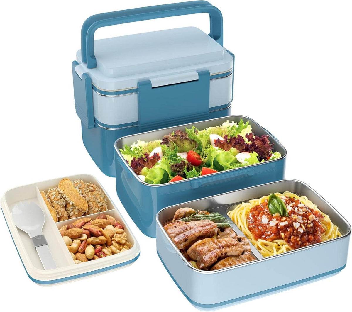Bento Lunchbox auslaufsicher Edelstahlfach 1500ml Volumen Blue