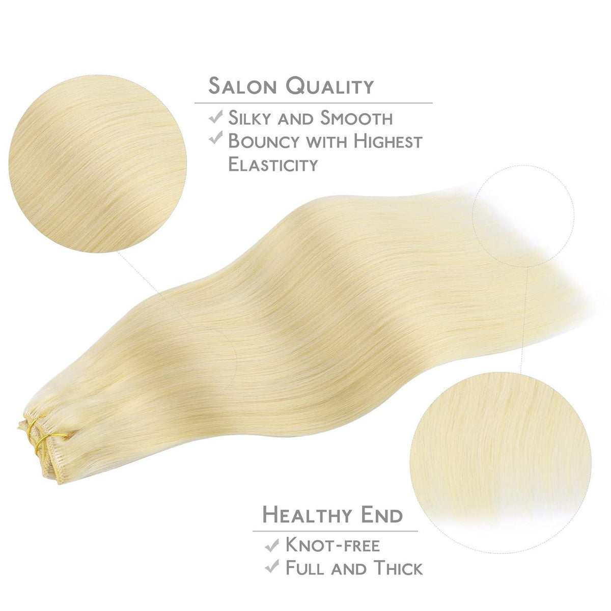 Clip in Echthaarverlängerung 60cm Bleichblond #613R