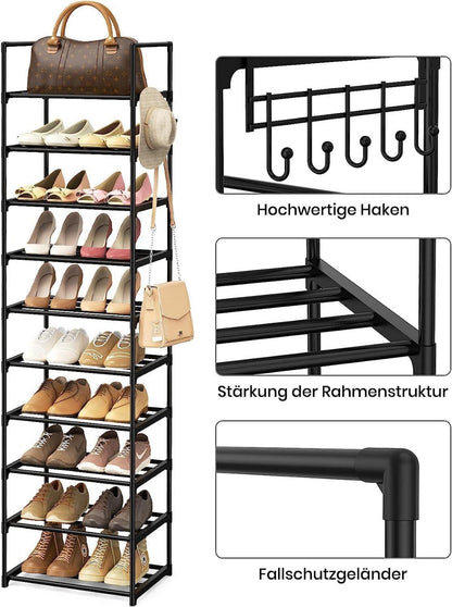 Vicye Schuhregal mit 10 Ablagen für Flur Schlafzimmer Wohnzimmer