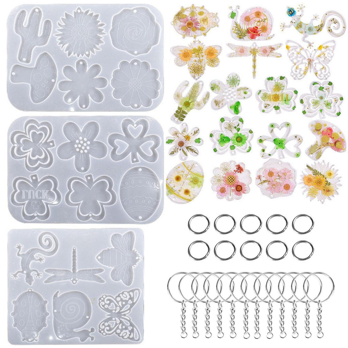 Silikonform Epoxidharz Ohrringe & Anhänger Set mit Zubehör