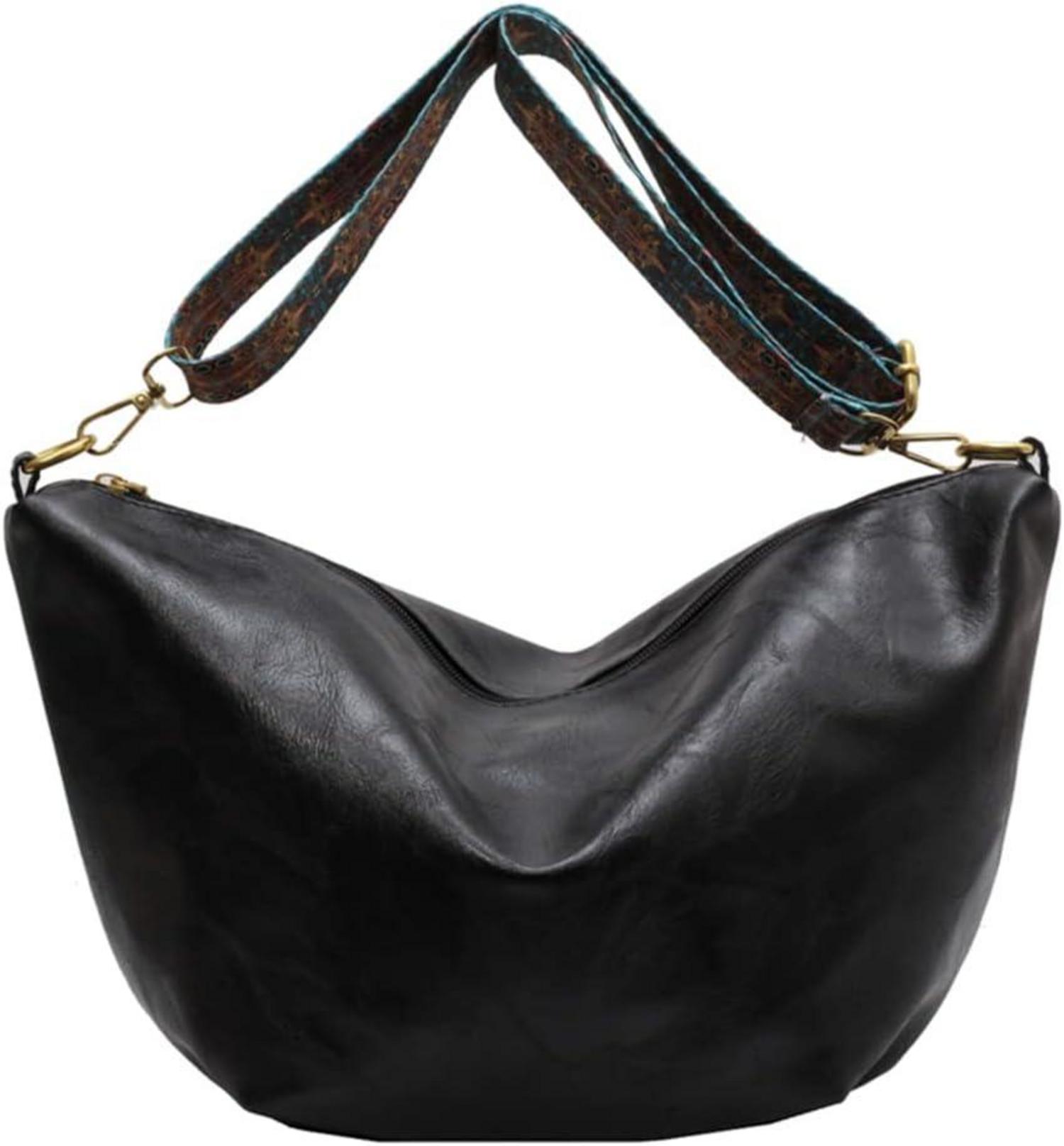 Weiche-Leder Umhängetasche Damen Crossbody Bag Breiter Gurt