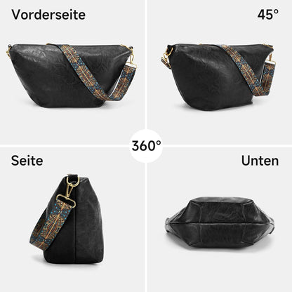 Weiche-Leder Umhängetasche Damen Crossbody Bag Breiter Gurt
