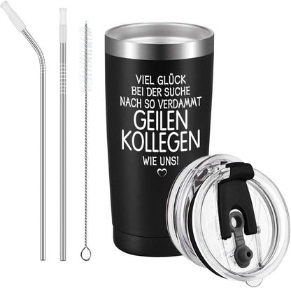 Abschiedsgeschenk Kollegen Tasse mit Spruch Schwarz 600ml