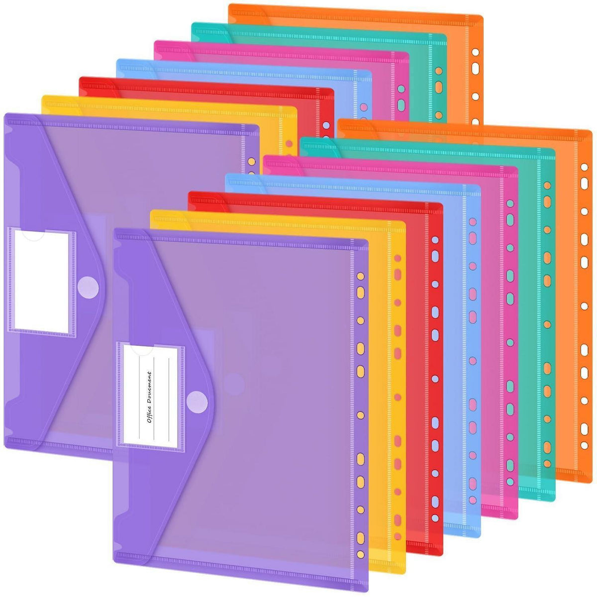Registermappe A4, 14er Set, 7 Farben – Abheftbare Dokumententaschen