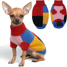 Hundepullover Vintage Farbblockierung mit Geschirr Loch XS Rot