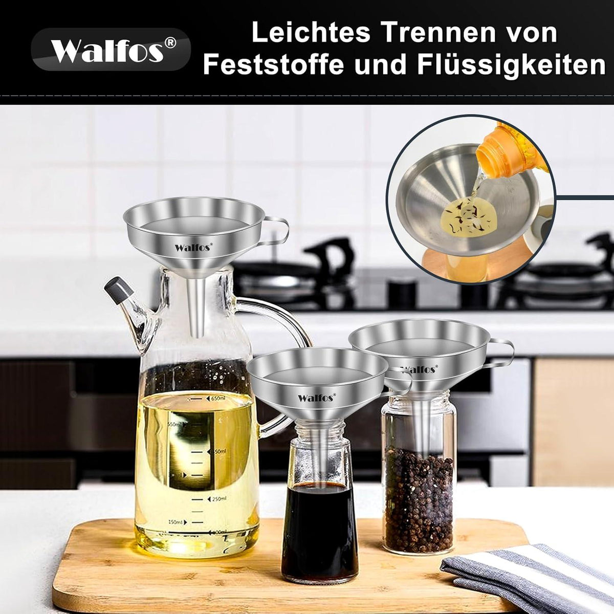 Edelstahl Trichter 200 Mesh Filter Jam Strainer 2 Sieben 10.4cm Küche